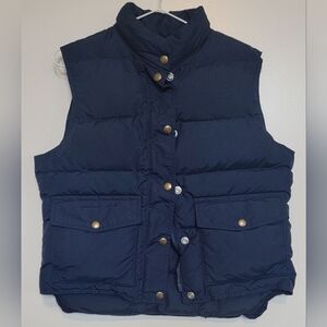Vintage Down Navy Puffer Vest Brass Buttons - M